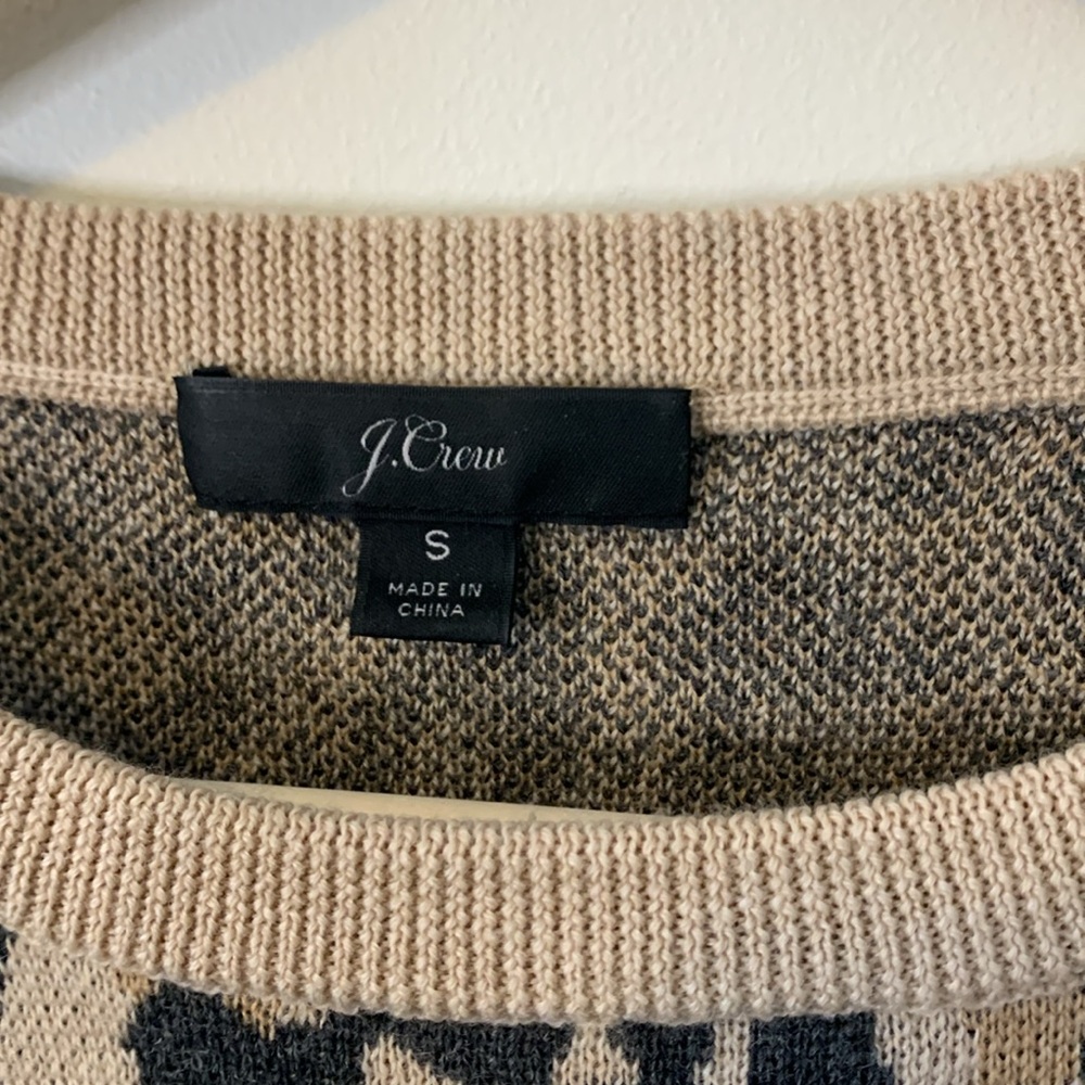J. Crew Merino Wool Crewneck Sweatshirt in Leopard Size Small - Picture 3 of 7